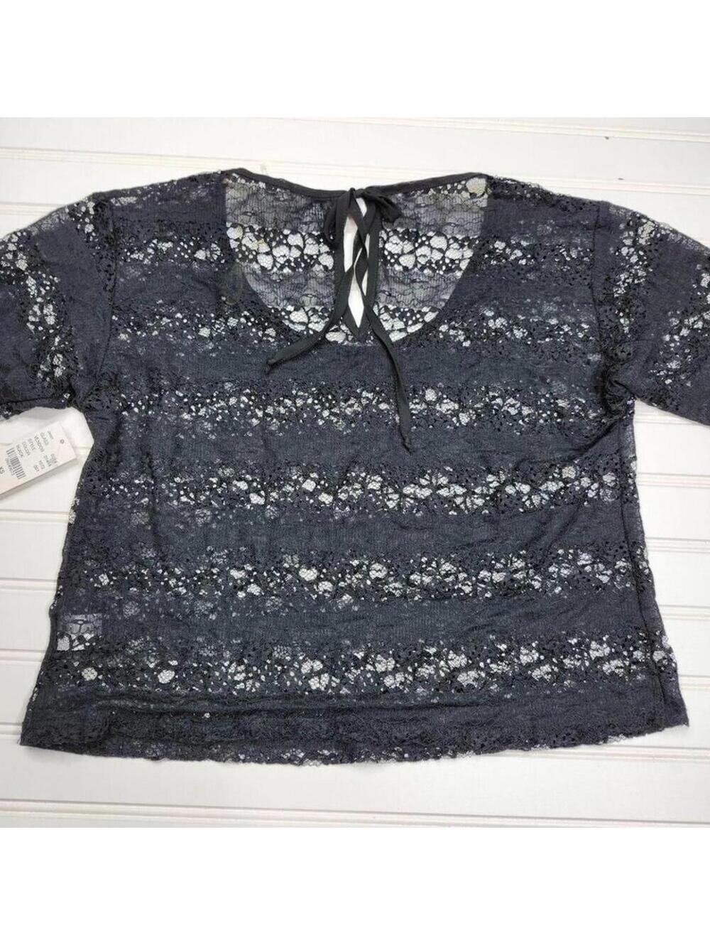 NWT Kirra Women's Black Lace Long Sleeve Scoop Neck Blouse Size XSmall